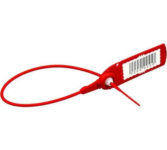 Изображение товара Пломба ООО Комус Авангард, пластиковая, универсальная, номер/шк, лазер, 220мм, красная, 1000штук/упаковка 1330515