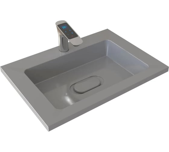 Изображение товара Раковина для ванной полувстраиваемая Uperwood Modul_65 см, прямоугольная, серая глянцевая 29110201339