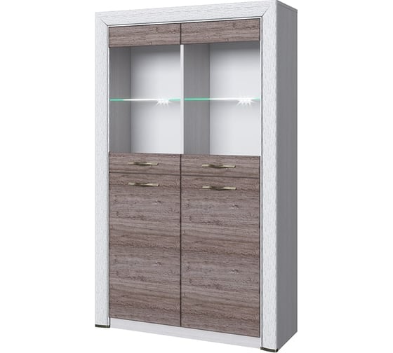 Изображение товара Шкаф-витрина Anrex 2V2D, OLIVIA, цвет вудлайн кремовый/дуб анкона 645439