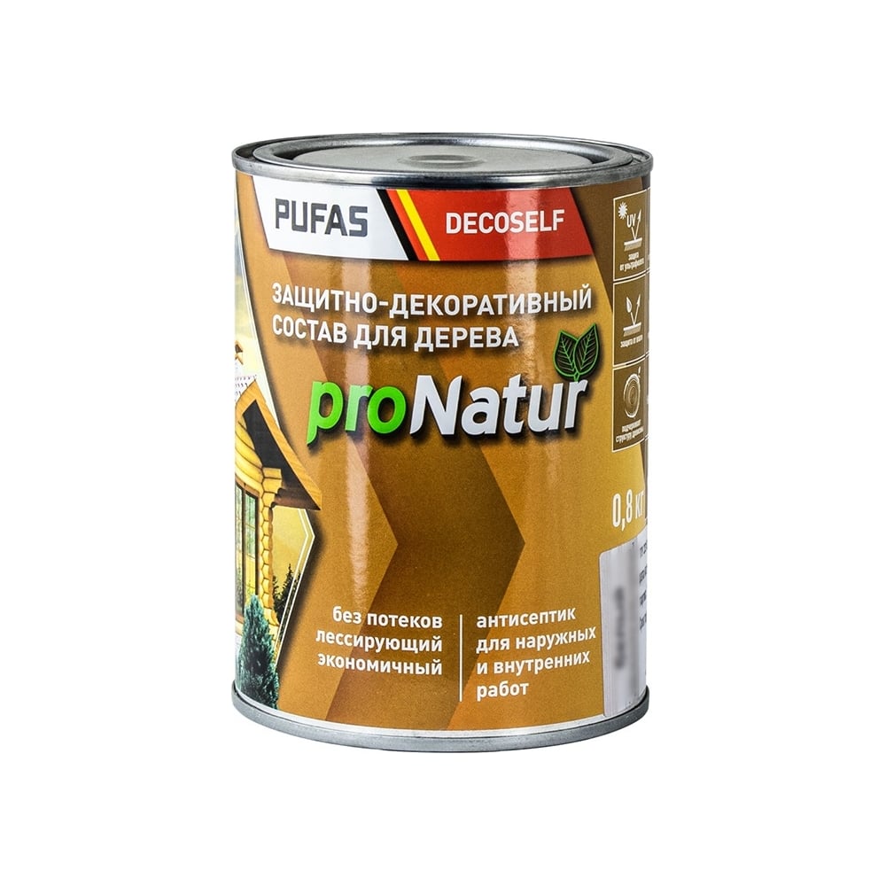 Изображение товара Лессирующий антисептик Pufas для дерева рябина 0.8л