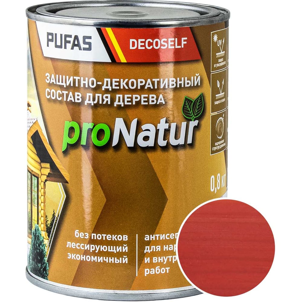 Изображение товара Лессирующий антисептик для дерева Pufas рябина Decoself 0,8л тов-214544 Изображение товара Лессирующий антисептик для дерева Pufas рябина Decoself 0,8л тов-214544