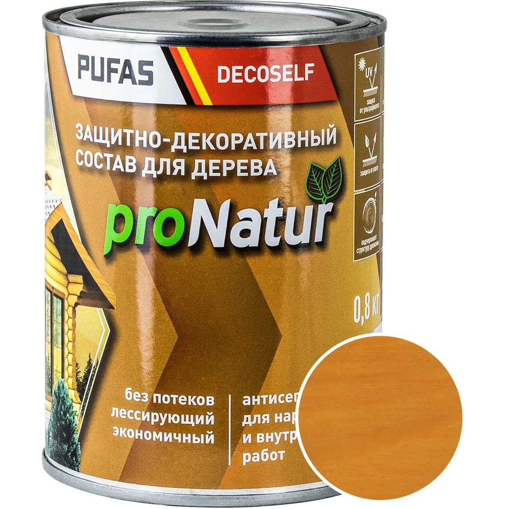 Лессирующий антисептик для дерева Pufas калужица Decoself 0,8л тов-214541