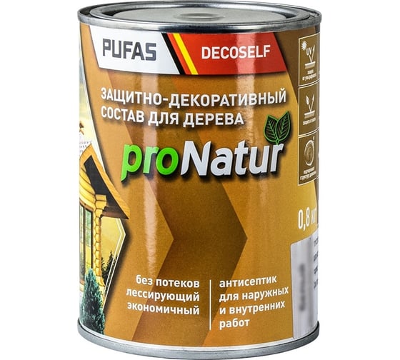 Изображение товара Лессирующий антисептик для дерева Pufas калужица Decoself 0,8л тов-214541