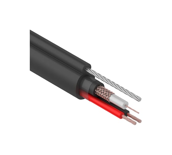 Изображение товара Кабель REXANT КВК-П-2+2x0,75 мм2, +трос, черный 01-4107