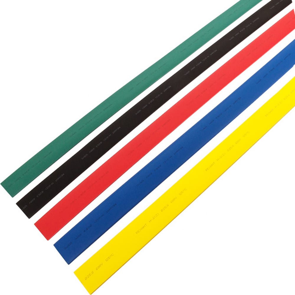 фото Термоусаживаемые трубки rexant 25,0/12,5 мм, набор пять цветов, упаковка 25 шт. по 1 м 29-0175