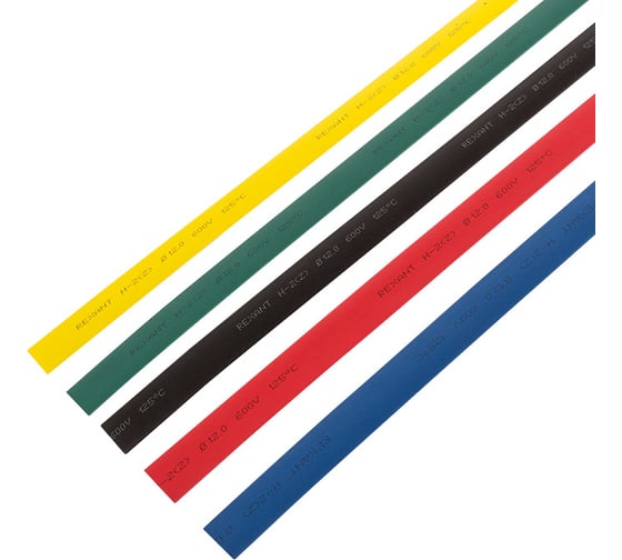 Изображение товара Термоусаживаемые трубки REXANT 12,0/6,0 мм, набор пять цветов, упаковка 50 шт. по 1 м 29-0162