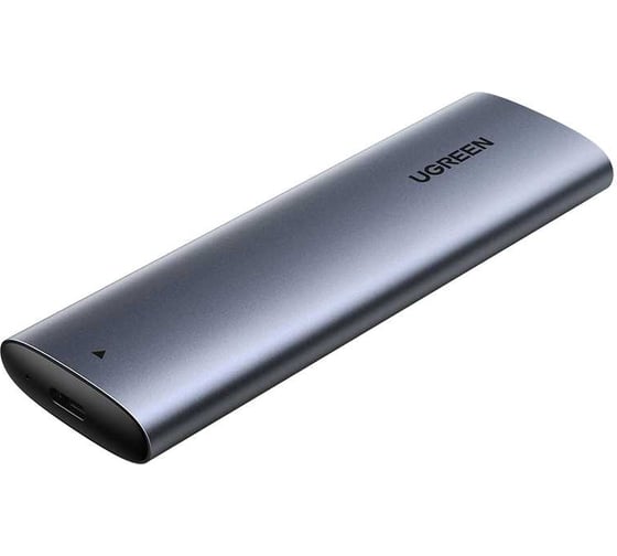 Изображение товара Бокс внешний для жесткого диска Ugreen CM400 (10902) USB-C Female to M.2 M-Key 10G Enclosure с кабелем USB C3.1 GEN2 to USB C 3.1 GEN2. Длина кабеля: 50 см. Цвет: серый 10902_