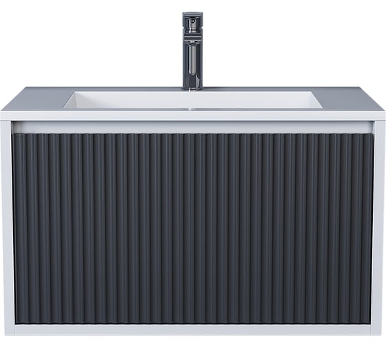 Изображение товара Тумба под раковину для ванной Uperwood Next_подвесная, 70 см, белая/графит, 1 ящик 3930205150