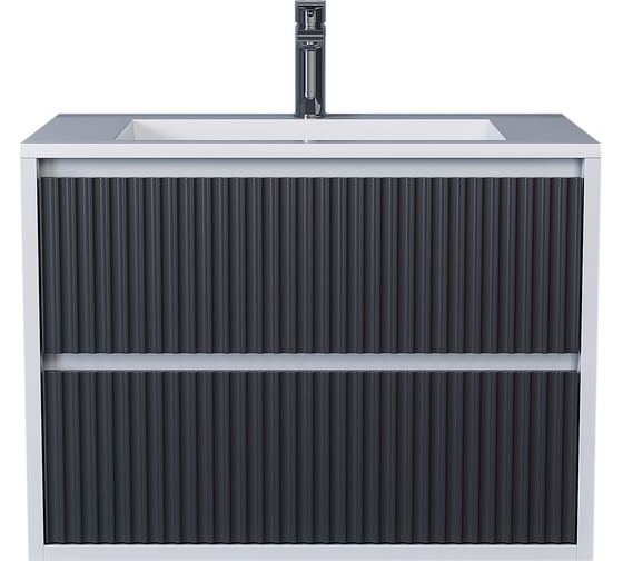 Изображение товара Тумба под раковину для ванной Uperwood Next_подвесная, 80 см, белая/графит, 2 ящика 3930205155