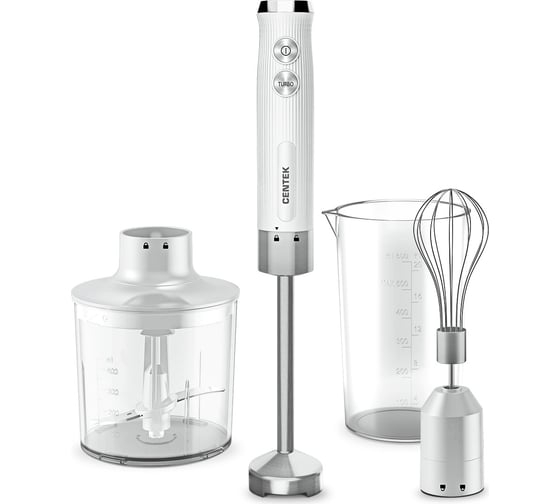 Изображение товара Блендер Centek CT-1349 белый, 1000 Вт, 3в1, блендер/венчик/чоппер, 400 мл + мерный стакан 600 мл CT-1349 White