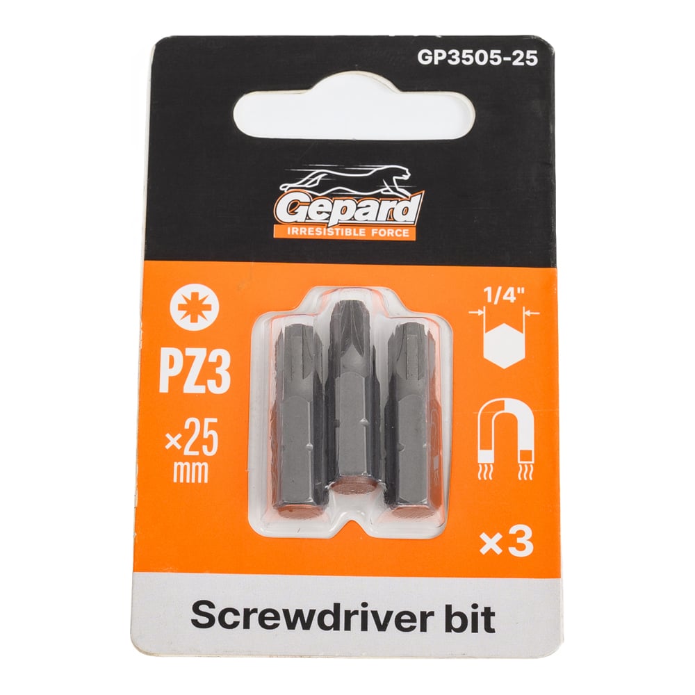 Изображение товара Насадка крестообразная PZ3 25 мм, 3 шт Gepard GP3505-25
