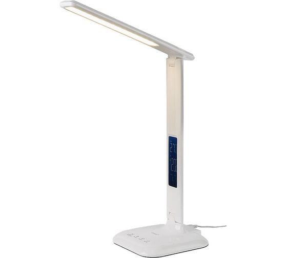 Изображение товара Светодиодный настольный светильник General Lighting Systems 8Вт, 610лм, 3000-6000К, белый свет, сенсорный, дисплей с часами, белый GLTL-034 800034