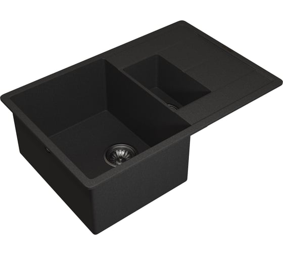 Изображение товара Кухонная кварцевая мойка Uperwood Quartz UPD-05_04, прямоугольная двухсекционная, черная 3910202119
