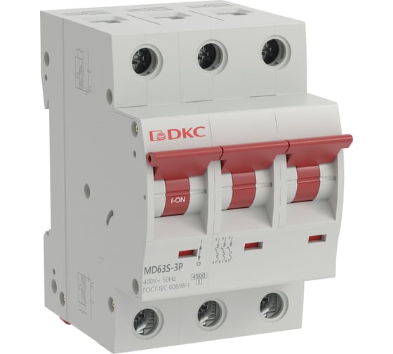Изображение товара Автоматический модульный выключатель DKC YON max типа MD63S, 4,5кА, 3 полюса, характеристика C, 32А 1 ШТ MD63S 3PC32 MD63S-3PC32