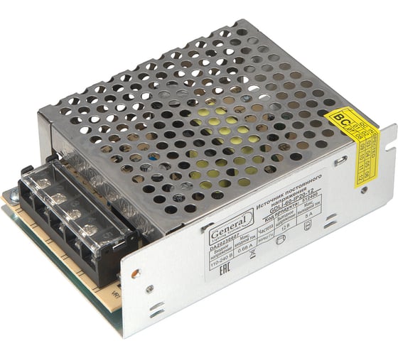 Изображение товара Блок питания (драйвер) для светодиодной ленты General Lighting Systems 60Вт, 12В, IP20, GDLI-60-IP20-12, 512400