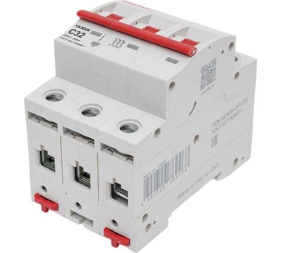 Изображение товара Автоматический модульный выключатель DKC YON max типа MD63N, 6кА, 3 полюса, характеристика C, 32А 1 ШТ MD63N 3PC32 MD63N-3PC32