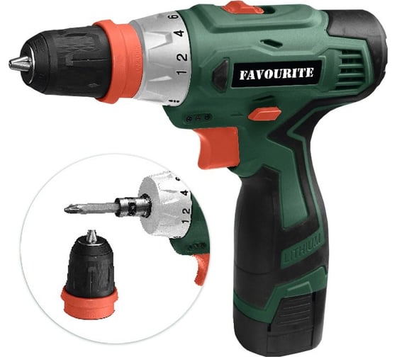 Изображение товара Акк. дрель-шуруповёрт FAVOURITE 14,4В, 2Ач, 26Нм Li-ion съём.патрон DC 14,4MF 101121314