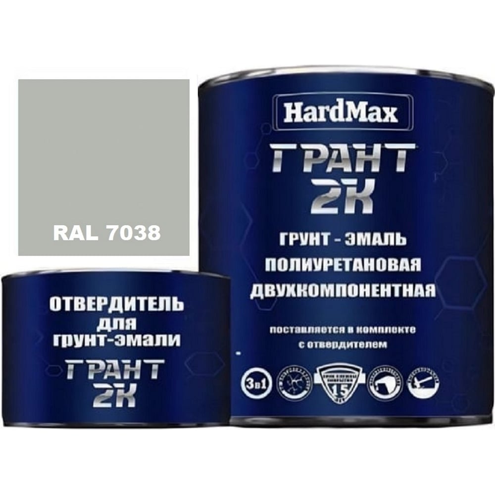 Изображение товара Грунт-эмаль HardMax ГРАНТ 2К RAL 7038 Серый агат 2,19 кг