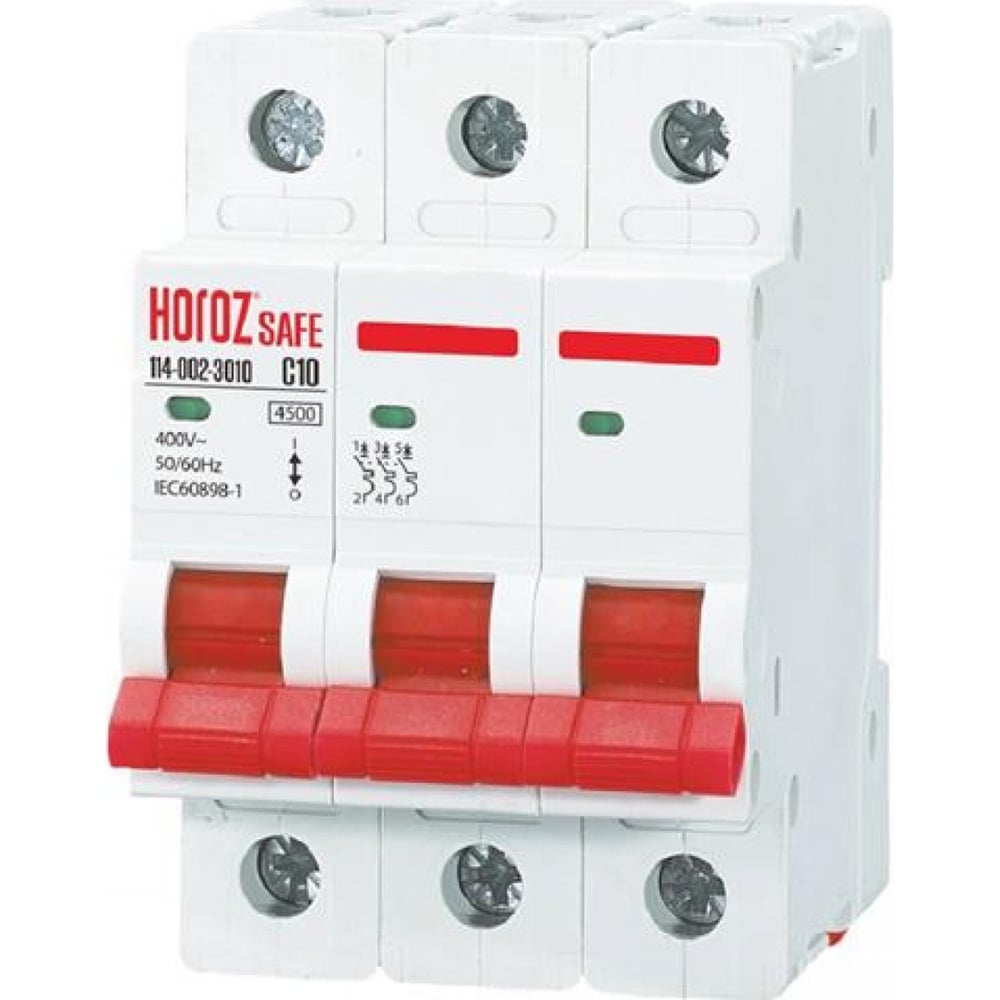 Изображение товара Миниатюрный автоматический выключатель HOROZ ELECTRIC SAFE 10A 3P