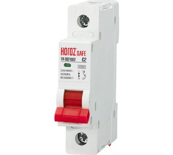 Изображение товара Миниатюрный автоматический выключатель HOROZ ELECTRIC SAFE (MCB 1P C2) 1P 2A C 4.5kA 230V 114-002-1002 HRZ00002633