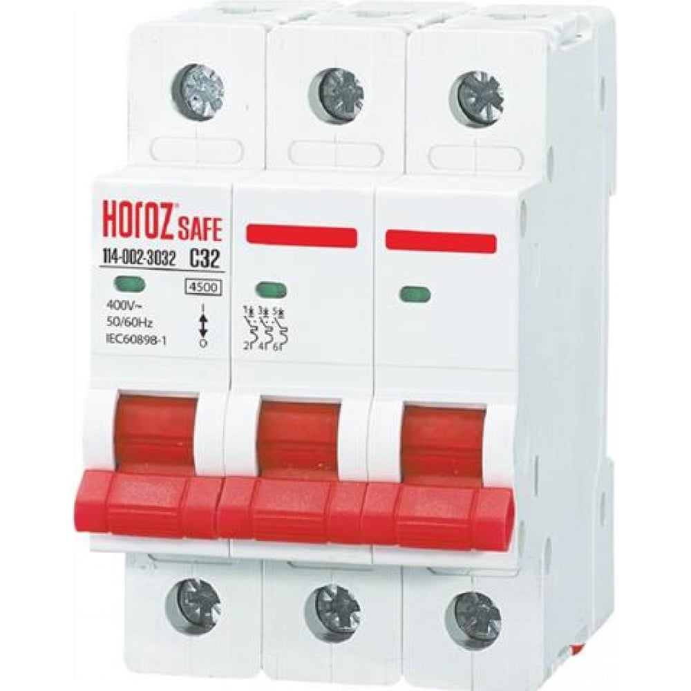 Изображение товара Миниатюрный автоматический выключатель HOROZ ELECTRIC SAFE 3P C32 400V 4.5kA