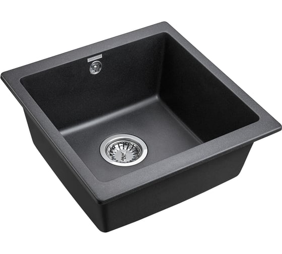 Изображение товара Гранитная мойка Paulmark GERA 50 черный, 445х460 мм, подстольный монтаж PM104546-BL