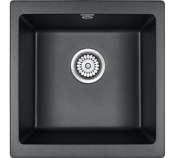 Изображение товара Гранитная мойка Paulmark GERA 50 черный металлик, 445х460 мм, подстольный монтаж PM104546-BLM