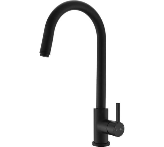 Изображение товара Смеситель для кухни VODA Лайнер/Vessel Black вытяжной излив черный VSL519B