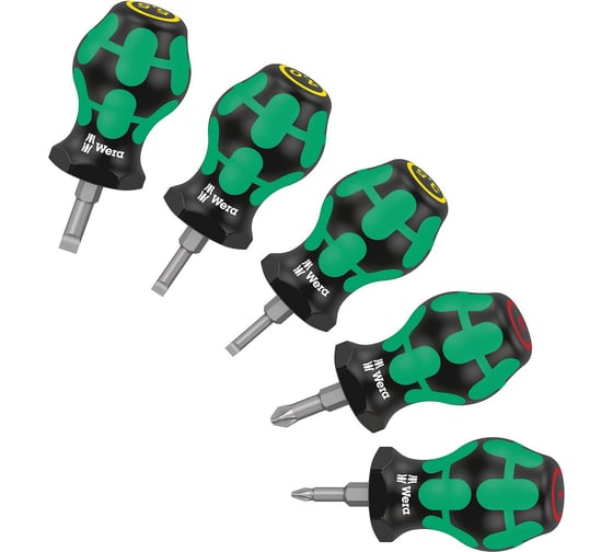 Изображение товара Набор коротких отверток WERA Stubby Set 1 SL3.5/4/5.5, PH1/2 x 25 мм WE-008870