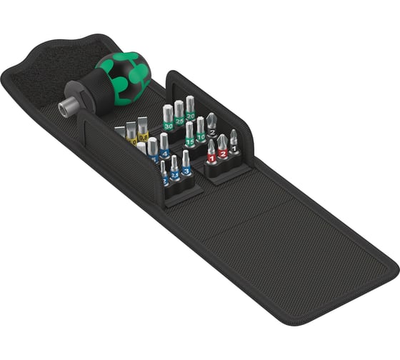 Изображение товара Набор бит с короткой антистатической отверткой WERA Kraftform Kompakt Stubby 1, 19 пр. WE-057471