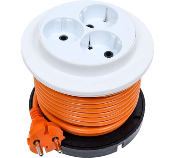 Изображение товара Удлинитель ООО "ГОСТ-ЭЛЕКТРО" 3x10 м универсальный на пластиковой катушке ПВС 2x0,75 Меркурий У6-453-1 "МРК" 330191