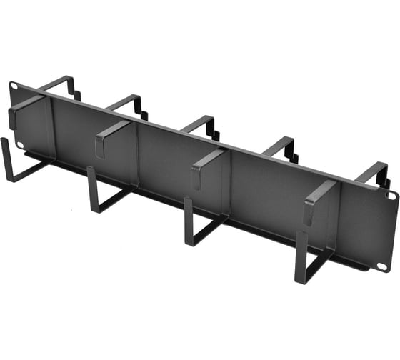 Изображение товара Горизонтальный двусторонний кабельный органайзер ЦМО 19, 2U, 9 колец, черный ГКО-2-9-9005