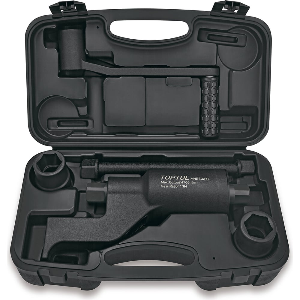 Изображение товара Ручной механический гайковерт TOPTUL 1 дюйм 4700 Нм с кейсом и головками 32 и 33 мм