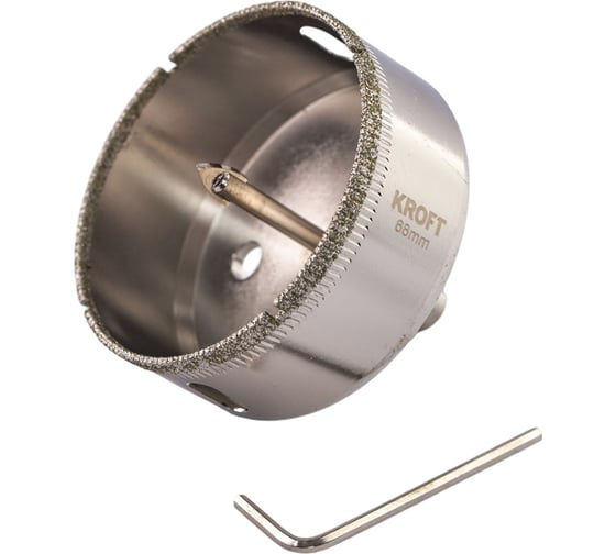 Изображение товара Коронка алмазная по керамике 68 мм, цилиндрический хвостовик KROFT 559568