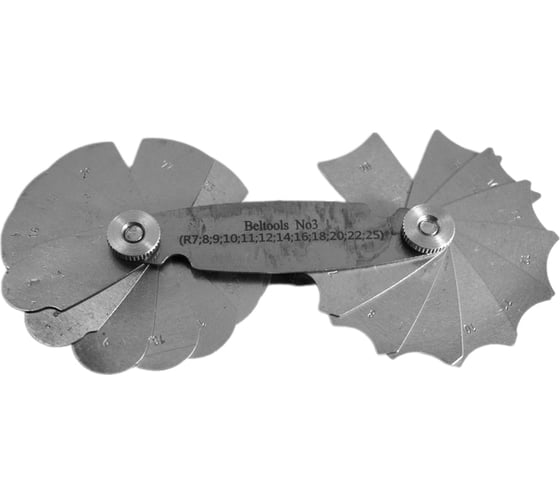 Изображение товара Шаблон радиусный (радиусомер) №3 (R7, 8, 9, 10, 11, 12, 14, 16, 18, 20, 22, 25) 12 шт Beltools ri.225.20