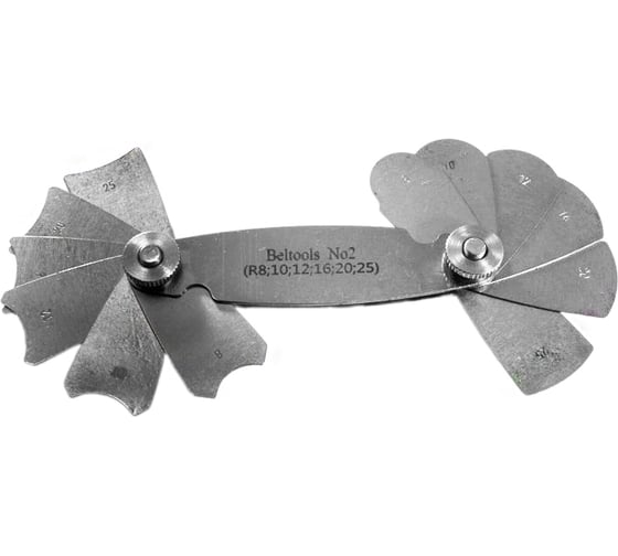 Изображение товара Шаблон радиусный (радиусомер) №2 (R8, 10, 12, 16, 20, 25) 6 шт Beltools ri.225.19