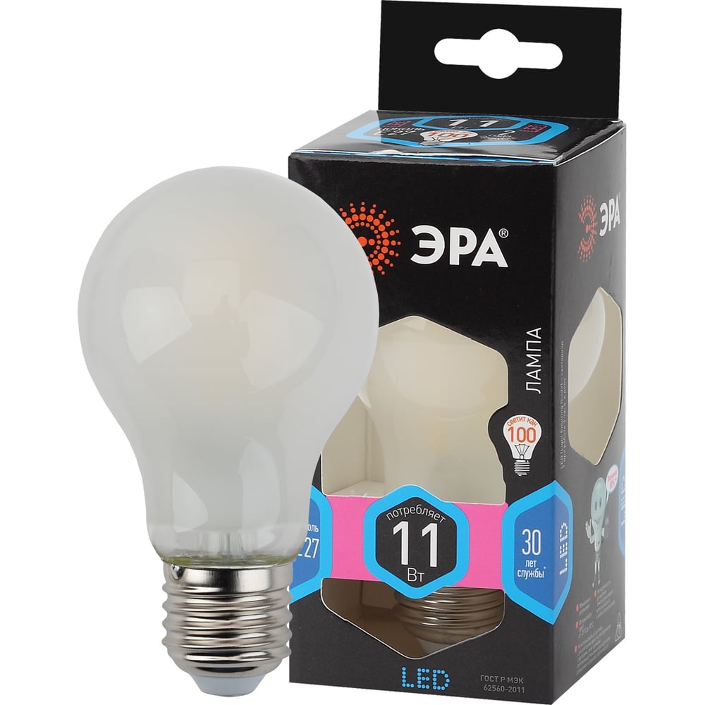 Изображение товара Светодиодная лампа ЭРА FLED A6011W840E27 frost E27 11Вт белая