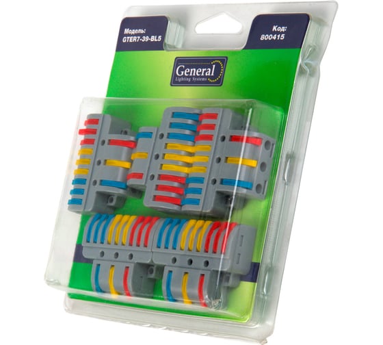 Изображение товара Клемма универсальная монтажная General Lighting Systems разветвительная 3x9 проводов, блистер 5шт GTER7-39-BL5 800415