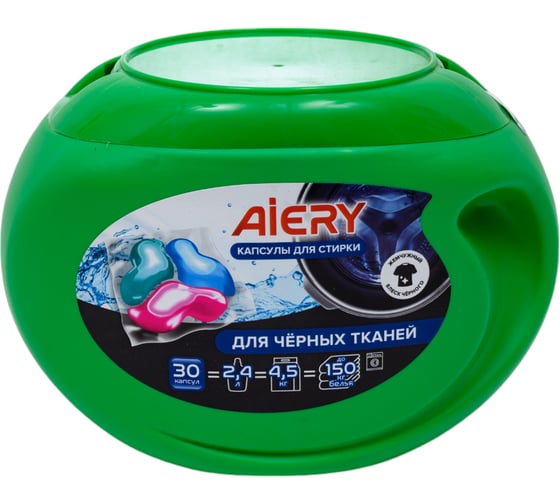 Изображение товара Капсулы для стирки Aiery Black 30 шт х 13гр /банка (390гр) 20018897