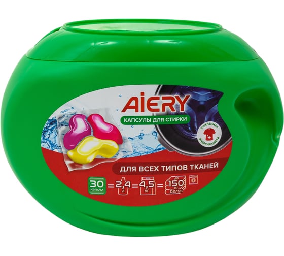 Изображение товара Капсулы для стирки Aiery Universal 30 шт х 13гр /банка (390гр) 20018899