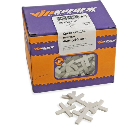Изображение товара Крестики для кафельной плитки (290 шт; 4 мм) VIPкрепеж 35708 VIP