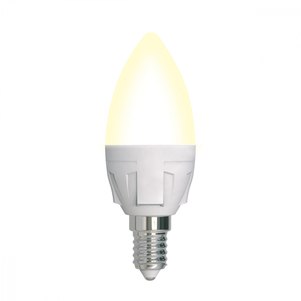 фото Лампа uniel led-c37, 7w/3000k/e14/fr/dim, plp01wh, светодиодная, диммируемая ul-00004296