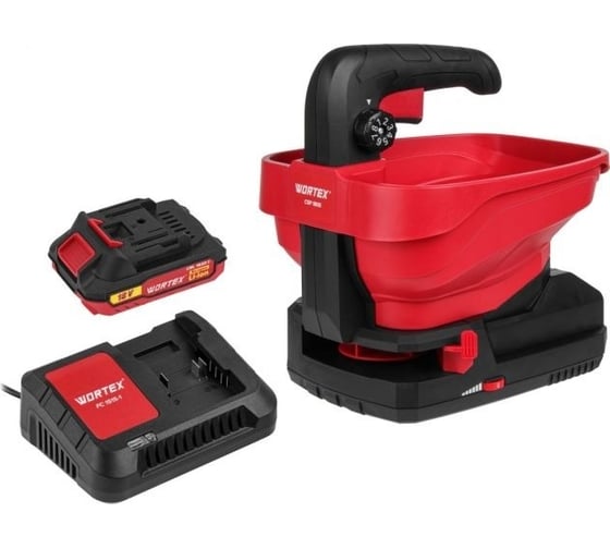 Изображение товара Аккум. разбрасыватель CSP 1805 в кор. ALL1 МЕГА АКЦИЯ в кор. 18 В, 1 АКБ 2 А.ч. + з/у шир. 5м WORTEX 1334495