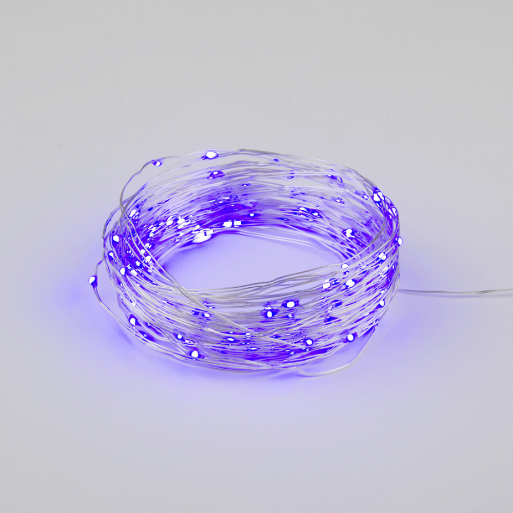 Светодиодная гирлянда Uniel led pls 100 10m 240v v c w o фиолетовый прозр провод соед без сил шнура с колпачком