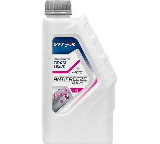 Изображение товара Антифриз VITEX O.E.M. for Toyota Lexus -40 G12+ Розовый для японских и европейских автомобилей ASTM D3306 JIS K2234 Class II, KSM 2142, Nissan 41-01-001/--U 1 кг v111801