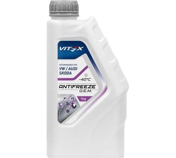 Изображение товара Антифриз VITEX O.E.M. for VolksWagen Audi Skoda -40 G12++ Фиолетовый для европейских автомобилей VW TL 774-G Mercedes-Benz 325.5, MAN (324 Typ Si-OAT) 1 кг v112501