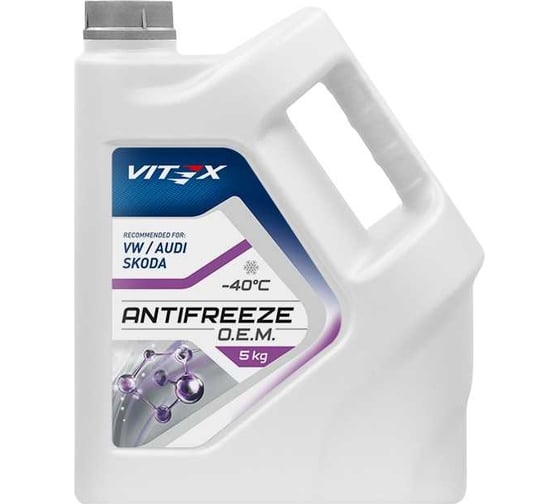 Изображение товара Антифриз VITEX O.E.M. for VolksWagen Audi Skoda -40 G12++ Фиолетовый для европейских автомобилей VW TL 774-G Mercedes-Benz 325.5, MAN (324 Typ Si-OAT) 5 кг v112404