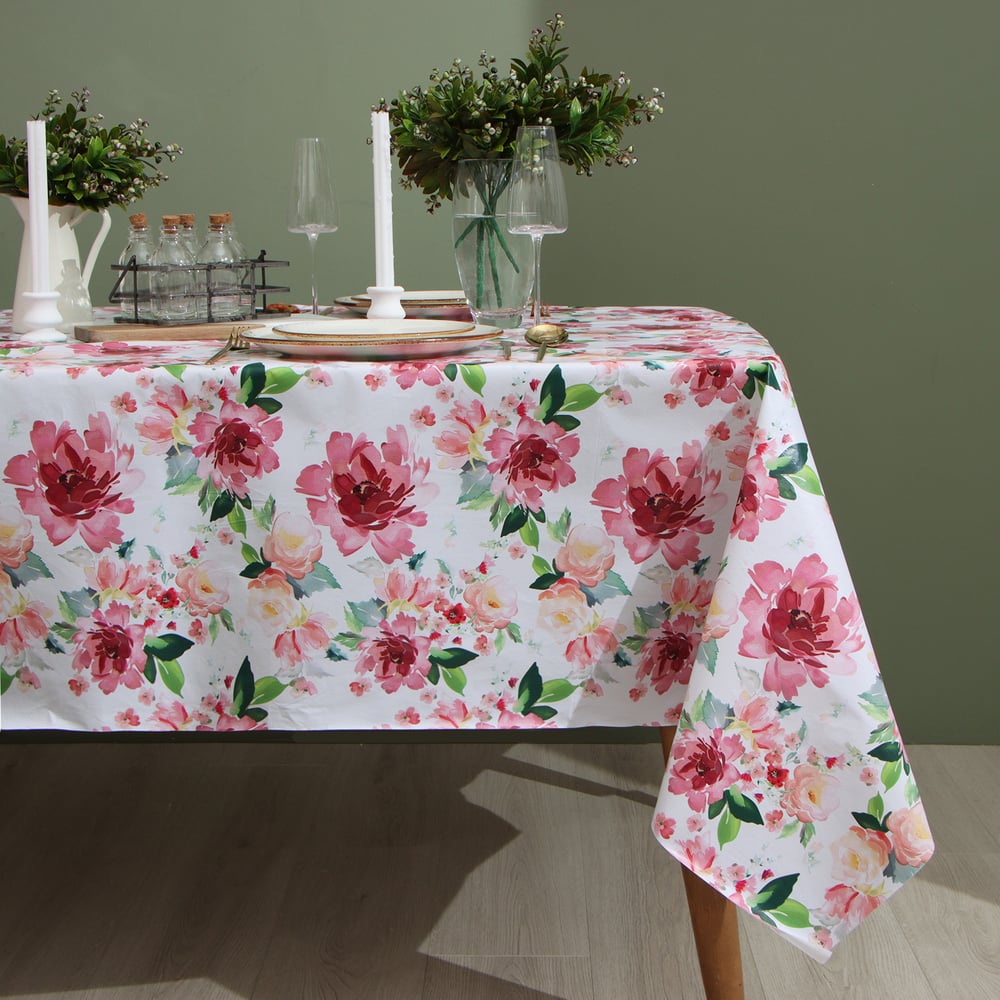 Изображение товара Скатерть Доляна Пастель 137x180 см из ПВХ с цветочным дизайном