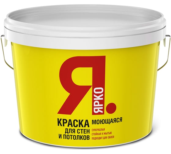 Изображение товара Моющаяся краска для стен и потолков ЯРКО белая, ведро 14 кг О01356.4