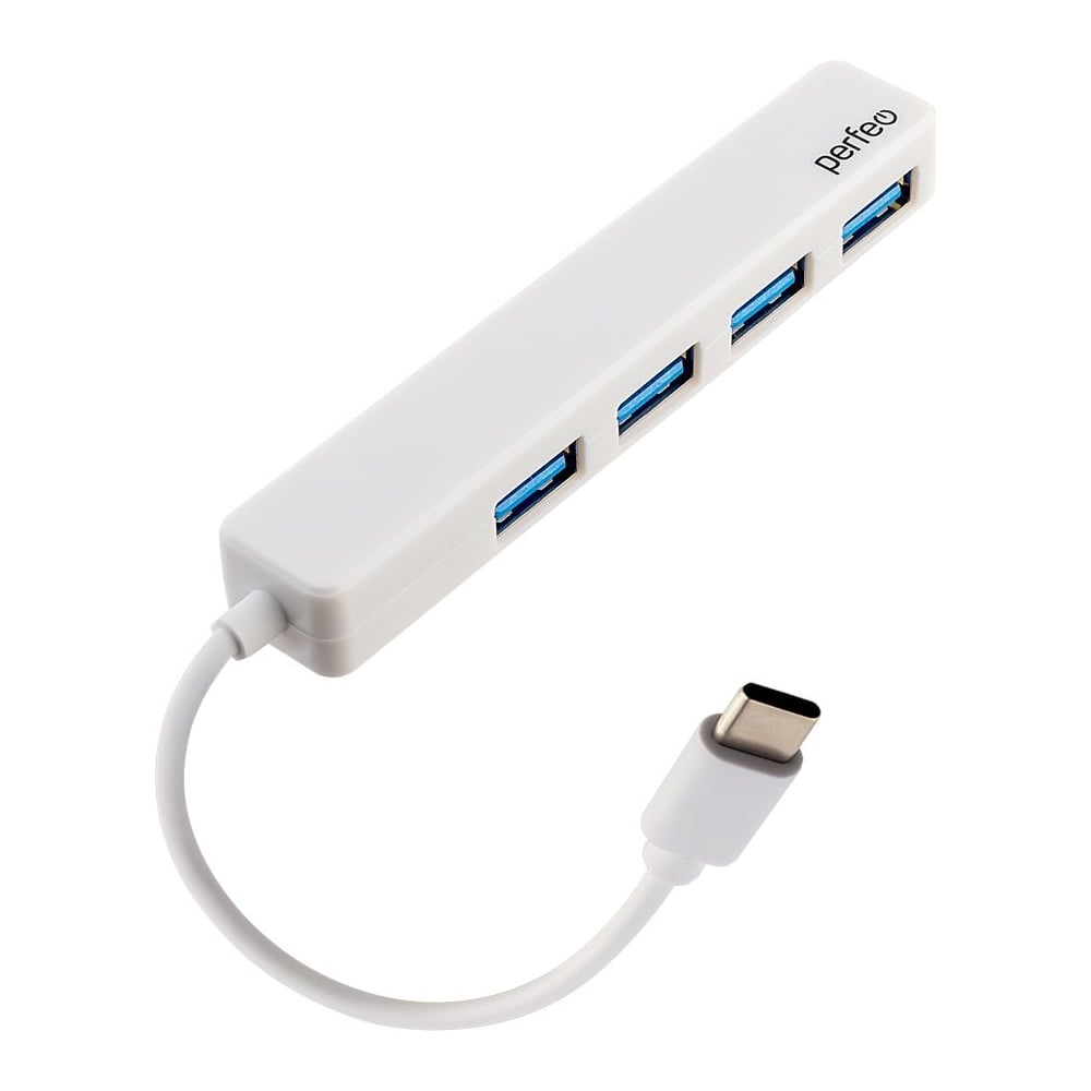 Разветвитель Perfeo USB C-HUB 4 Port, (PF-H039 White) белый 30020192